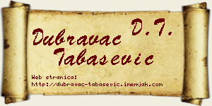 Dubravac Tabašević vizit kartica